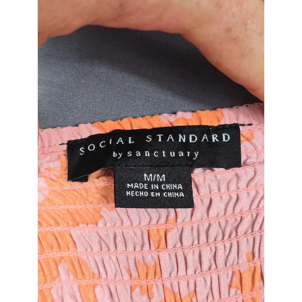 Social Standard By Sanctuary Womens Pink & Orange Floral Midi Dress M - Picture 4 of 5